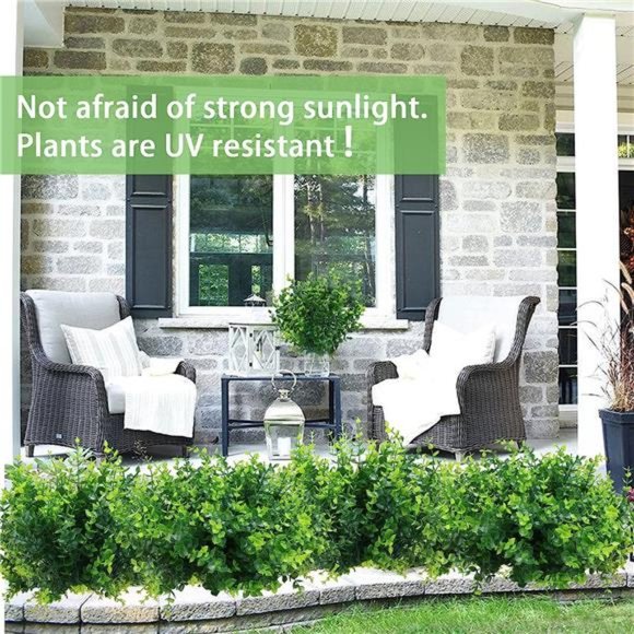 10 Pack Artificial Boxwood Stems for Outdoors No Fading Plastic Faux Plants - Picture 4 of 7